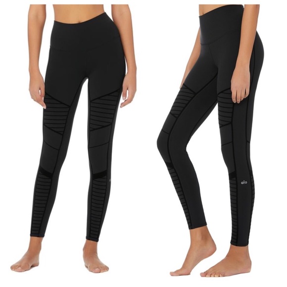 ALO Yoga Pants - Alo Yoga Flocked High Waist Moto Leggings